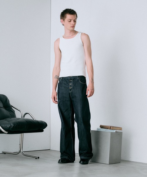Regen Glanz(レーゲングランツ)の「modern standard rib tank top / モダンスタンダードリブタンクトップ(タンクトップ・メンズ・ブラック/ライトホワイト・MEDIUM/LARGE/SMALL)」の9枚目の写真