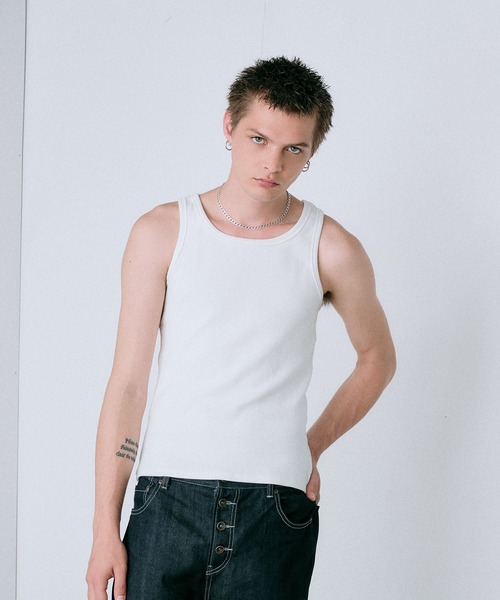 Regen Glanz(レーゲングランツ)の「modern standard rib tank top / モダンスタンダードリブタンクトップ(タンクトップ・メンズ・ブラック/ライトホワイト・MEDIUM/LARGE/SMALL)」の3枚目の写真