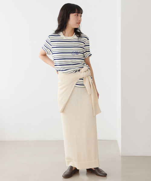 DEUS EX MACHINA(デウスエクスマキナ)の「DEUS/デウスエクスマキナ Pierre Stripe Tee(Tシャツ/カットソー・レディース・アイボリー/ブラウン・FREE)」の4枚目の写真
