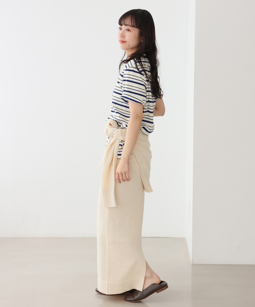 DEUS EX MACHINA(デウスエクスマキナ)の「DEUS/デウスエクスマキナ Pierre Stripe Tee(Tシャツ/カットソー・レディース・アイボリー/ブラウン・FREE)」の5枚目の写真