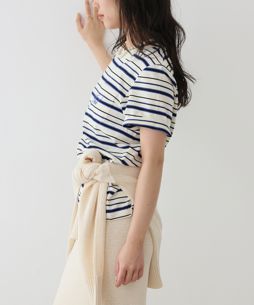 DEUS EX MACHINA(デウスエクスマキナ)の「DEUS/デウスエクスマキナ Pierre Stripe Tee(Tシャツ/カットソー・レディース・アイボリー/ブラウン・FREE)」の8枚目の写真