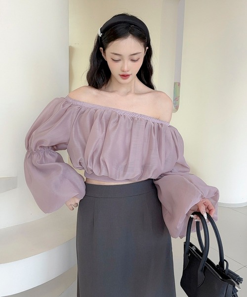 Jasmine Grandiflorum（ジャスミングランディフローラム）の「【Jasmine】オフショルグロップド丈ブラウス（シャツ/ブラウス・レディース・アイボリー/ブラック/パープル・FREE）」の17枚目の写真