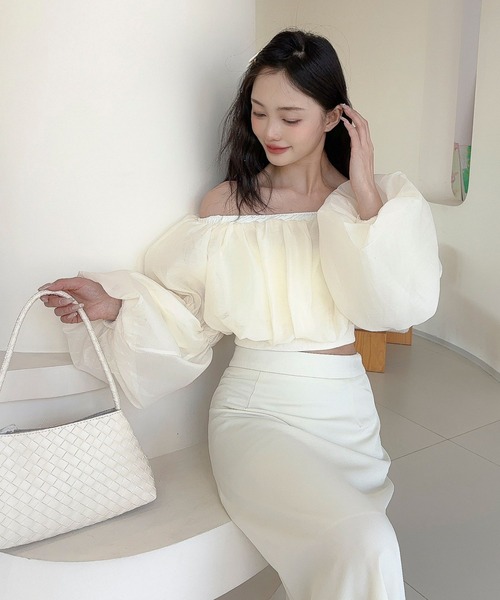 Jasmine Grandiflorum（ジャスミングランディフローラム）の「【Jasmine】オフショルグロップド丈ブラウス（シャツ/ブラウス・レディース・アイボリー/ブラック/パープル・FREE）」の7枚目の写真