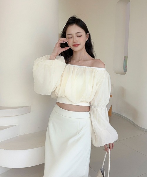 Jasmine Grandiflorum（ジャスミングランディフローラム）の「【Jasmine】オフショルグロップド丈ブラウス（シャツ/ブラウス・レディース・アイボリー/ブラック/パープル・FREE）」の9枚目の写真