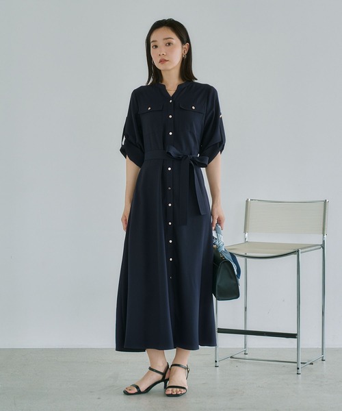 Andemiu(アンデミュウ)の「【WEB限定】キンボタンサファリワンピース半袖685208(ワンピース・レディース・チャコールグレー/ブラウン/ネイビー・FREE)」の1枚目の写真