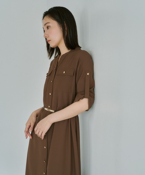 Andemiu(アンデミュウ)の「【WEB限定】キンボタンサファリワンピース半袖685208(ワンピース・レディース・チャコールグレー/ブラウン/ネイビー・FREE)」の3枚目の写真