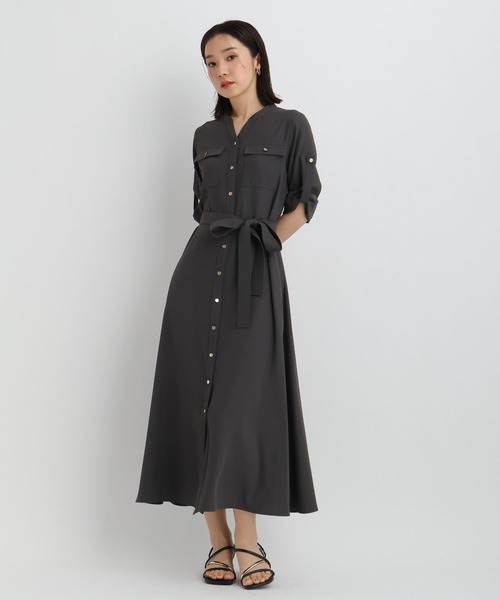 Andemiu(アンデミュウ)の「【WEB限定】キンボタンサファリワンピース半袖685208(ワンピース・レディース・チャコールグレー/ブラウン/ネイビー・FREE)」の6枚目の写真