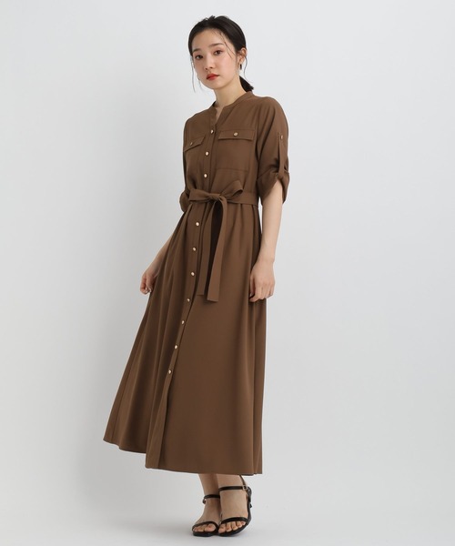 Andemiu(アンデミュウ)の「【WEB限定】キンボタンサファリワンピース半袖685208(ワンピース・レディース・チャコールグレー/ブラウン/ネイビー・FREE)」の8枚目の写真