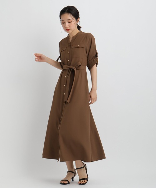 Andemiu(アンデミュウ)の「【WEB限定】キンボタンサファリワンピース半袖685208(ワンピース・レディース・チャコールグレー/ブラウン/ネイビー・FREE)」の9枚目の写真