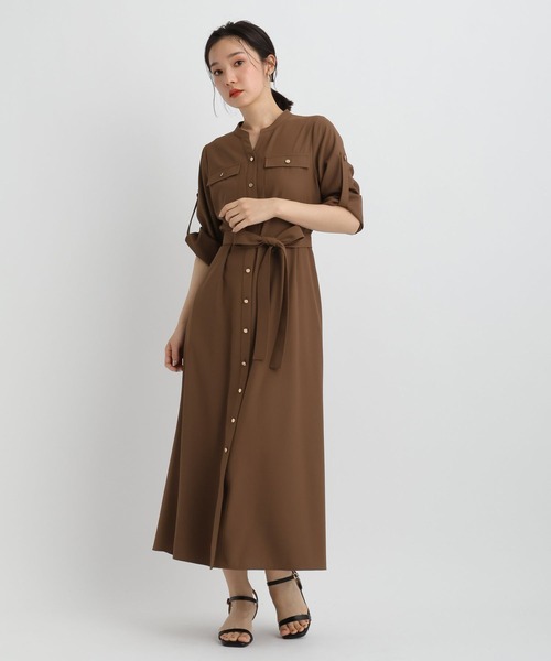 Andemiu(アンデミュウ)の「【WEB限定】キンボタンサファリワンピース半袖685208(ワンピース・レディース・チャコールグレー/ブラウン/ネイビー・FREE)」の10枚目の写真