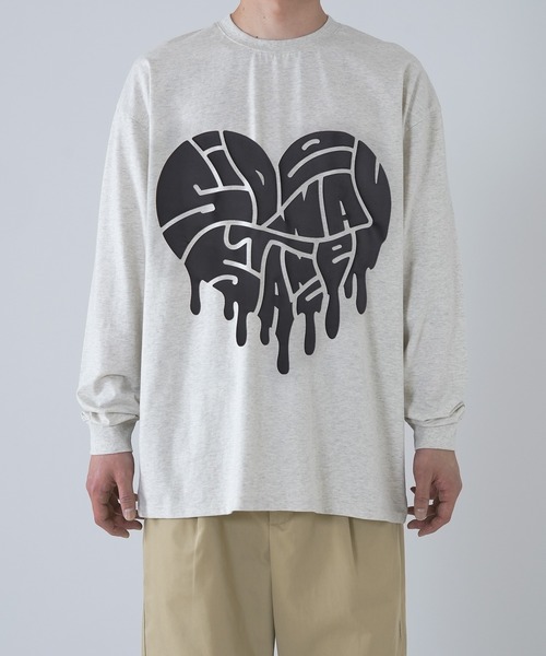 SIDEWAY STANCE(サイドウェイスタンス)の「【SIDEWAY STANCE】ドリップロゴハート 長袖Tシャツ(Tシャツ/カットソー・メンズ・ホワイト/ブラック/オートミール・LARGE/MEDIUM/SMALL/X-LARGE)」の3枚目の写真