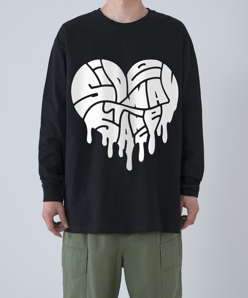 SIDEWAY STANCE(サイドウェイスタンス)の「【SIDEWAY STANCE】ドリップロゴハート 長袖Tシャツ(Tシャツ/カットソー・メンズ・ホワイト/ブラック/オートミール・LARGE/MEDIUM/SMALL/X-LARGE)」の1枚目の写真