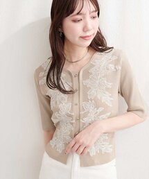natural couture（ナチュラルクチュール）の「前あき風レースニット（ニット/セーター）」