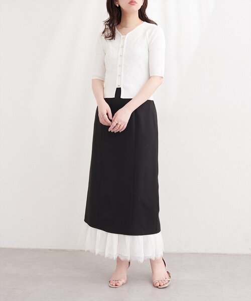 natural couture(ナチュラルクチュール)の「前あき風レースニット(ニット/セーター・レディース・ライトグレー/ミント/ベージュ/オフホワイト/ブラック・FREE)」の9枚目の写真