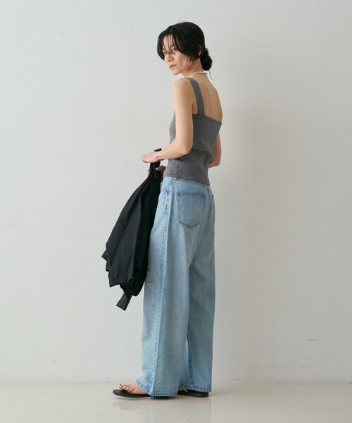 qualite(カリテ)の「【接触冷感・セットアップ対応】レーヨンストレッチニットノースリーブ 夏服 キャミソール きれいめ(Tシャツ/カットソー・レディース・グレー系その他2/ダークベージュ・フリー)」の7枚目の写真