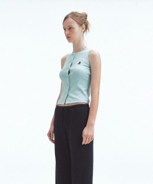 Rest&Recreation(レストアンドレクリエーション)の「SLEEVELESS CARDIGAN - MINT BLUE(Tシャツ/カットソー・レディース・その他・ONE)」の4枚目の写真