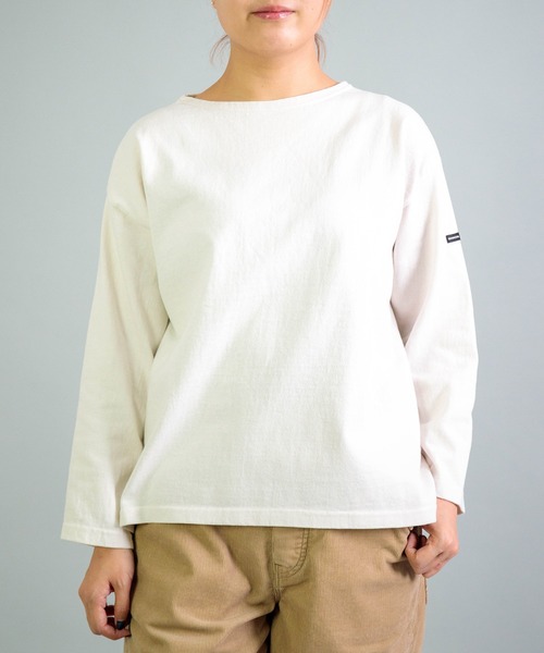 OMNIGOD（オムニゴッド）の「[OMNIGOD womens / オムニゴッド] ８/天竺 ボートネックマニッシュＴシャツ（Tシャツ/カットソー・レディース・ブラック/アイボリー/グレー・FREE）」の2枚目の写真