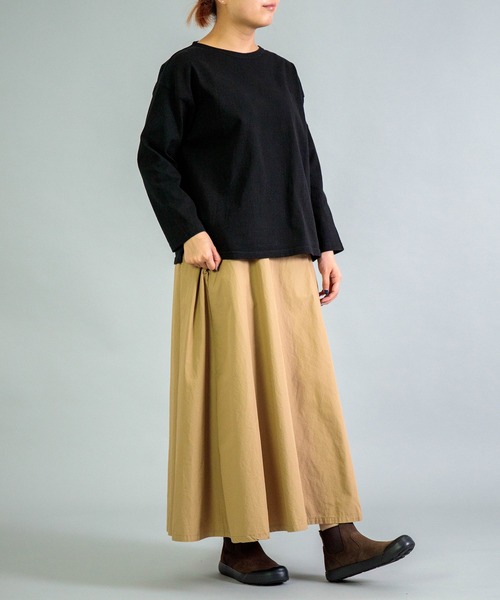 OMNIGOD（オムニゴッド）の「[OMNIGOD womens / オムニゴッド] ８/天竺 ボートネックマニッシュＴシャツ（Tシャツ/カットソー・レディース・ブラック/アイボリー/グレー・FREE）」の21枚目の写真