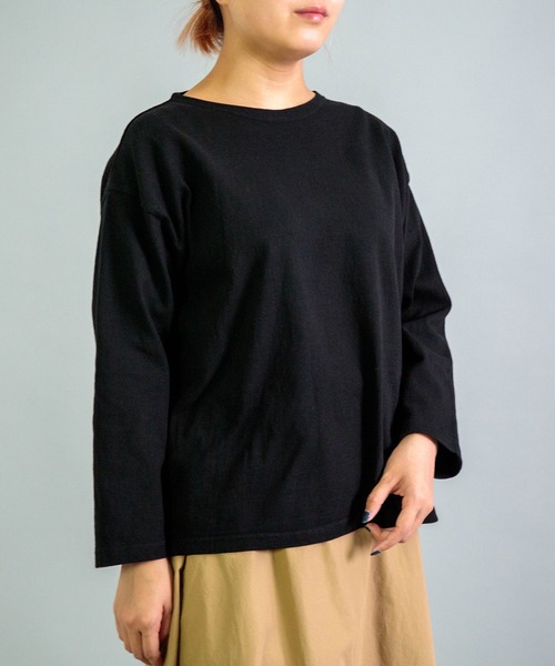 OMNIGOD（オムニゴッド）の「[OMNIGOD womens / オムニゴッド] ８/天竺 ボートネックマニッシュＴシャツ（Tシャツ/カットソー・レディース・ブラック/アイボリー/グレー・FREE）」の19枚目の写真