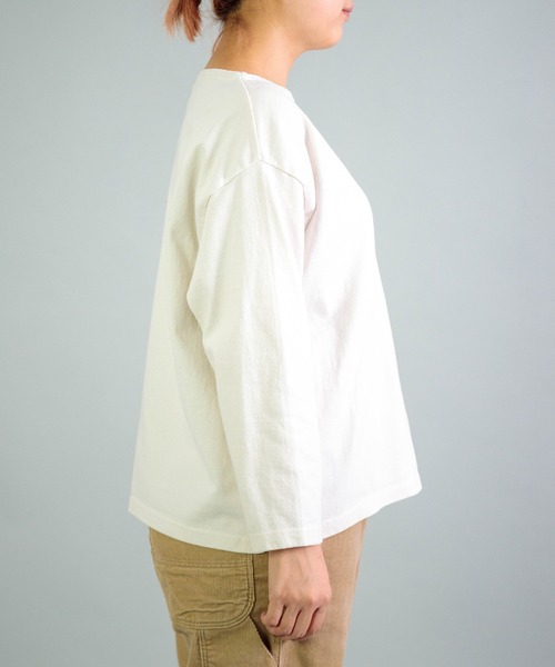 OMNIGOD（オムニゴッド）の「[OMNIGOD womens / オムニゴッド] ８/天竺 ボートネックマニッシュＴシャツ（Tシャツ/カットソー・レディース・ブラック/アイボリー/グレー・FREE）」の15枚目の写真