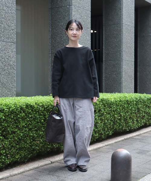 OMNIGOD womens / オムニゴッド] 8/天竺 ボートネックマニッシュT