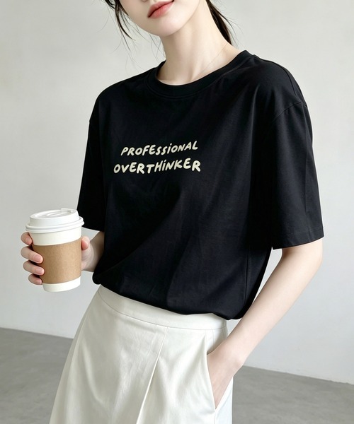 aimoha（アイモハ）の「刺繍風カジュアルロゴプリントTシャツ（Tシャツ/カットソー・レディース・ブラック/ライトグレー/ホワイト・FREE）」の19枚目の写真