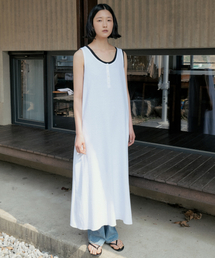 Waffle Jersey Henley Sleeveless Dress_WHITE
