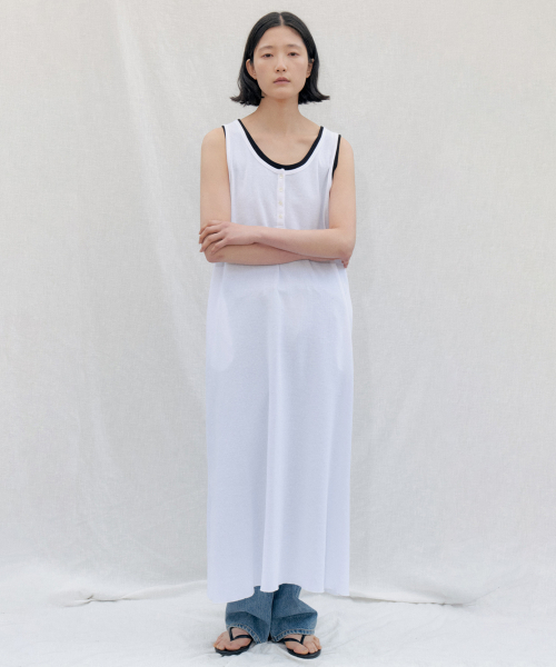 STEP AROUND(ステップアラウンド)の「Waffle Jersey Henley Sleeveless Dress_WHITE(ワンピース・レディース・その他・FREE)」の2枚目の写真