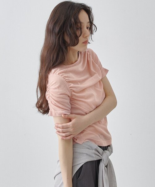 COLONY 2139（コロニートゥーワンスリーナイン）の「ギャザーTシャツ（Tシャツ/カットソー・レディース・ピンク/イエロー/ブラック/ホワイト・FREE）」の4枚目の写真