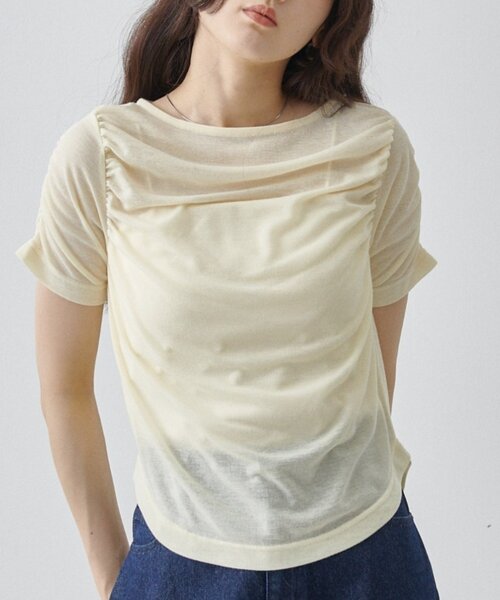 COLONY 2139（コロニートゥーワンスリーナイン）の「ギャザーTシャツ（Tシャツ/カットソー・レディース・ピンク/イエロー/ブラック/ホワイト・FREE）」の3枚目の写真