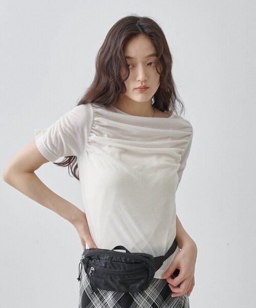 COLONY 2139（コロニートゥーワンスリーナイン）の「ギャザーTシャツ（Tシャツ/カットソー・レディース・ピンク/イエロー/ブラック/ホワイト・FREE）」の19枚目の写真