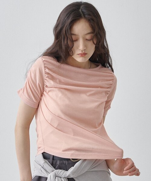 COLONY 2139（コロニートゥーワンスリーナイン）の「ギャザーTシャツ（Tシャツ/カットソー・レディース・ピンク/イエロー/ブラック/ホワイト・FREE）」の7枚目の写真