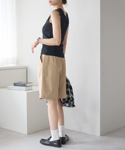 yuue' ( wear )(ユーイ)の「Vネックレース付きサマーリブニットタンクトップ(タンクトップ・レディース・ブラック/ホワイト・FREE)」の3枚目の写真