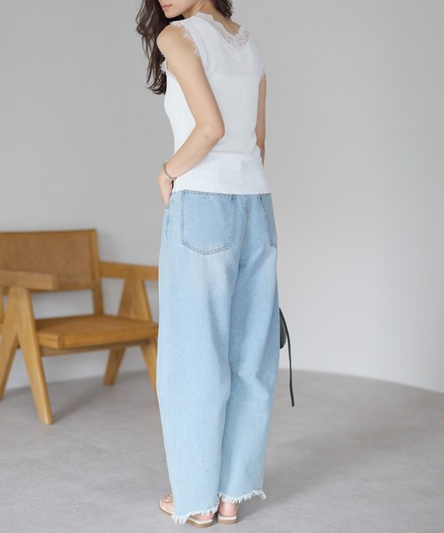 yuue' ( wear )(ユーイ)の「Vネックレース付きサマーリブニットタンクトップ(タンクトップ・レディース・ブラック/ホワイト・FREE)」の19枚目の写真