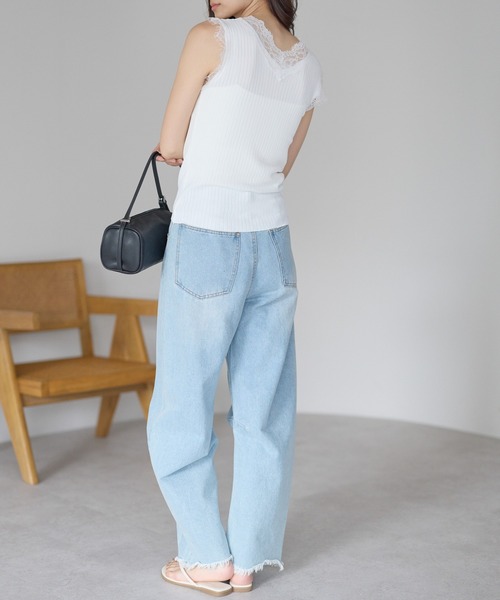 yuue' ( wear )(ユーイ)の「Vネックレース付きサマーリブニットタンクトップ(タンクトップ・レディース・ブラック/ホワイト・FREE)」の18枚目の写真