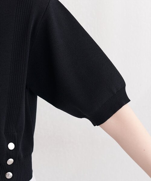 natural couture(ナチュラルクチュール)の「取り外し裾フリル付き半袖ニット(ニット/セーター・レディース・ネイビー/ブラック/サックスブルー/オフホワイト・FREE)」の18枚目の写真
