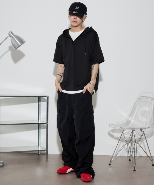 WEGO(ウィゴー)の「WEGO/フェイクレイヤードTパーカー(Tシャツ/カットソー・メンズ・ブラック/ブラウン/ネイビー・LARGE/MEDIUM)」の15枚目の写真