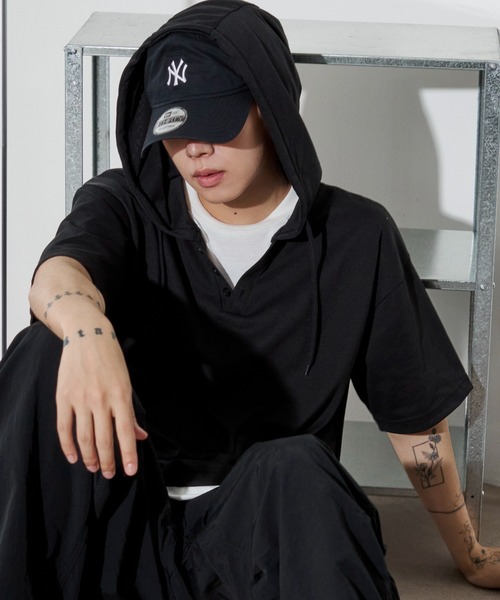 WEGO(ウィゴー)の「WEGO/フェイクレイヤードTパーカー(Tシャツ/カットソー・メンズ・ブラック/ブラウン/ネイビー・LARGE/MEDIUM)」の13枚目の写真