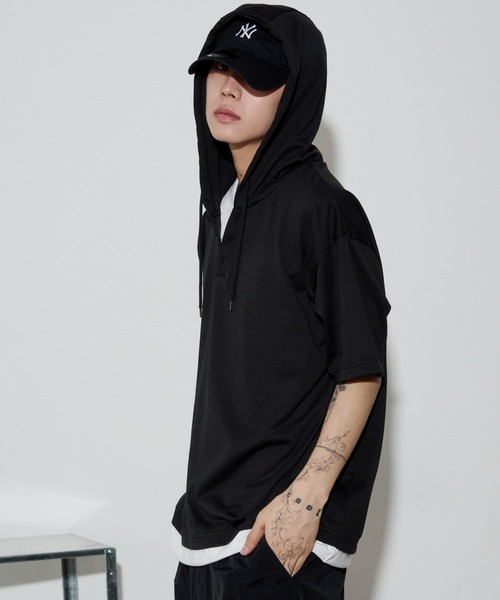 WEGO(ウィゴー)の「WEGO/フェイクレイヤードTパーカー(Tシャツ/カットソー・メンズ・ブラック/ブラウン/ネイビー・LARGE/MEDIUM)」の14枚目の写真