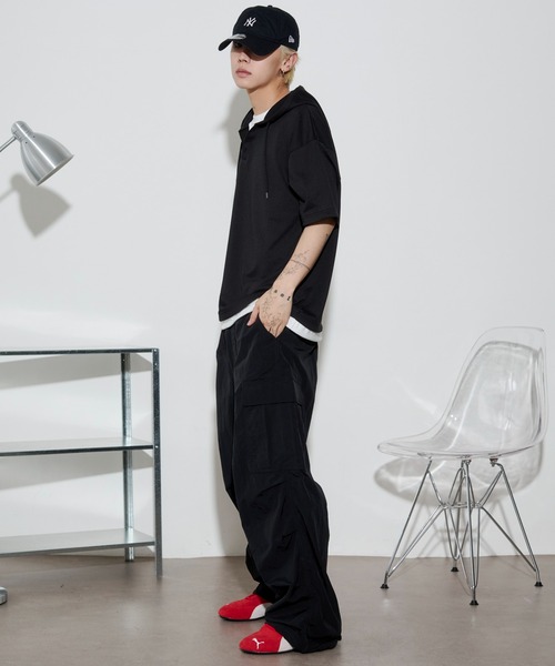 WEGO(ウィゴー)の「WEGO/フェイクレイヤードTパーカー(Tシャツ/カットソー・メンズ・ブラック/ブラウン/ネイビー・LARGE/MEDIUM)」の7枚目の写真