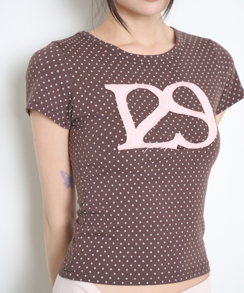ILLIGO(イリゴ)の「129ロゴパッチフィッテッドTシャツブラウンドット(Tシャツ/カットソー・レディース・その他・OS)」の8枚目の写真