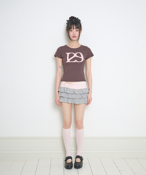 ILLIGO(イリゴ)の「129ロゴパッチフィッテッドTシャツブラウンドット(Tシャツ/カットソー・レディース・その他・OS)」の9枚目の写真