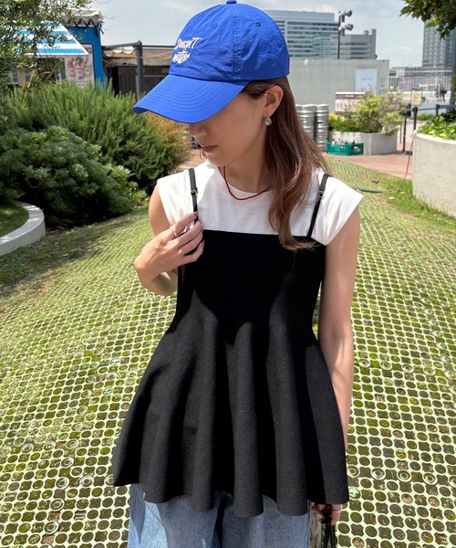 ISOOK(アイスー)の「【ISOOK / アイスー】ニットペプラムキャミソール / キャミビスチェ チュニック レイヤード 重ね着 総針編み サマーニット ZOZOTOWN限定(キャミソール・レディース・ブラック/アイボリー・FREE)」の14枚目の写真
