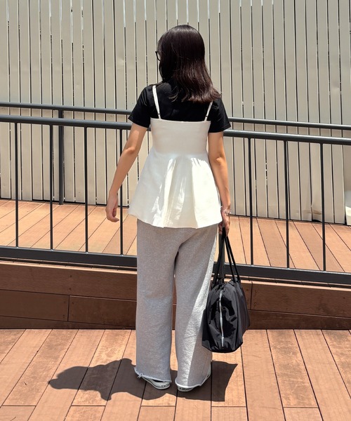 ISOOK(アイスー)の「【ISOOK / アイスー】ニットペプラムキャミソール / キャミビスチェ チュニック レイヤード 重ね着 総針編み サマーニット ZOZOTOWN限定(キャミソール・レディース・ブラック/アイボリー・FREE)」の21枚目の写真