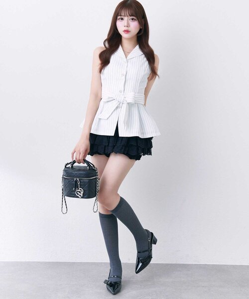 OLIVE des OLIVE（オリーブデオリーブ）の「【Belle Charme】Ribbon Belt Jacket（その他アウター・レディース・ドット/オフホワイト/ベージュ・FREE）」の4枚目の写真