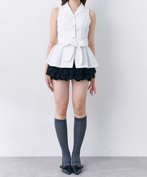 OLIVE des OLIVE（オリーブデオリーブ）の「【Belle Charme】Ribbon Belt Jacket（その他アウター・レディース・ドット/オフホワイト/ベージュ・FREE）」の5枚目の写真
