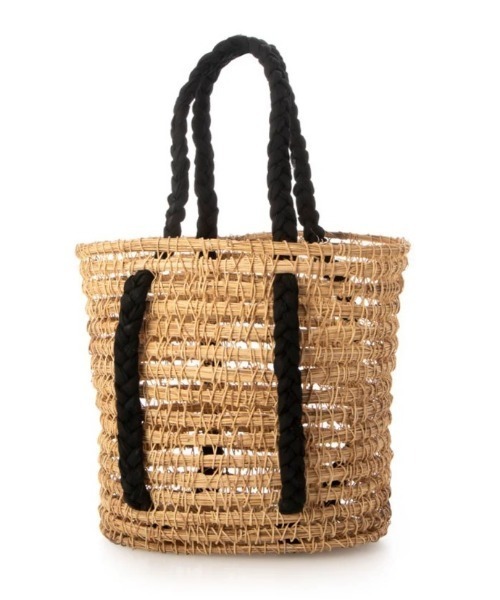 EARTH MADE(アースメイド)の「PALM COTTON TOTE(かごバッグ・レディース・ブラック/アイボリー・FREE)」の5枚目の写真