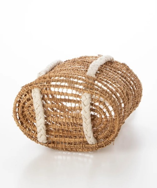 EARTH MADE(アースメイド)の「PALM COTTON TOTE(かごバッグ・レディース・ブラック/アイボリー・FREE)」の9枚目の写真