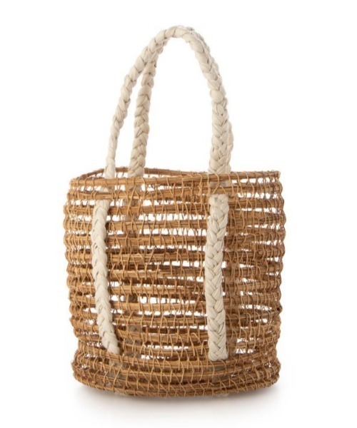 EARTH MADE(アースメイド)の「PALM COTTON TOTE(かごバッグ・レディース・ブラック/アイボリー・FREE)」の8枚目の写真
