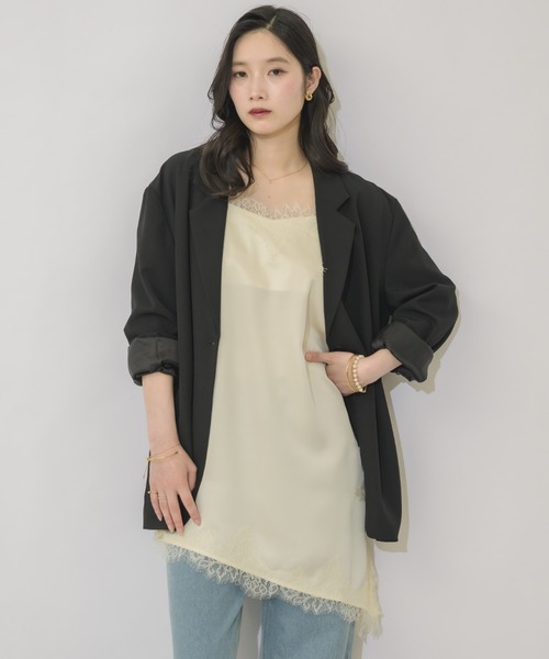 NEUNA(ヌナ)の「アシメサテンレースキャミソール(キャミソール・レディース・アイボリー/ブラック・FREE)」の18枚目の写真